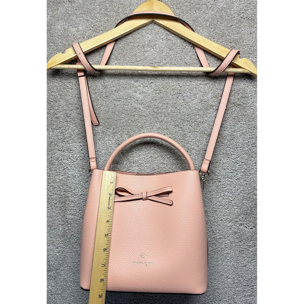 Nanette Lepore Pink Pebble‎ Bow Bucket Bag Crossbody Handbag Preppy Vegan Retro - Picture 7 of 16